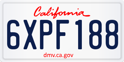 CA license plate 6XPF188