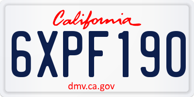 CA license plate 6XPF190