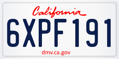 CA license plate 6XPF191