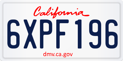 CA license plate 6XPF196