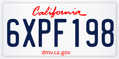 CA license plate 6XPF198