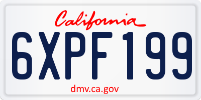 CA license plate 6XPF199