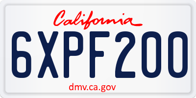 CA license plate 6XPF200