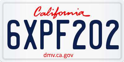 CA license plate 6XPF202