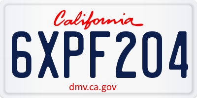 CA license plate 6XPF204