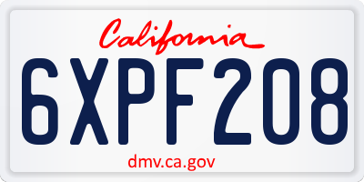 CA license plate 6XPF208