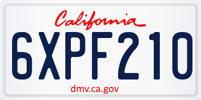 CA license plate 6XPF210