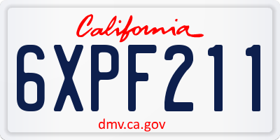 CA license plate 6XPF211