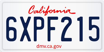 CA license plate 6XPF215