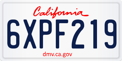 CA license plate 6XPF219
