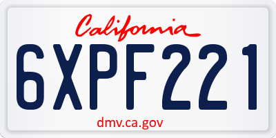 CA license plate 6XPF221