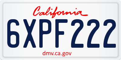 CA license plate 6XPF222