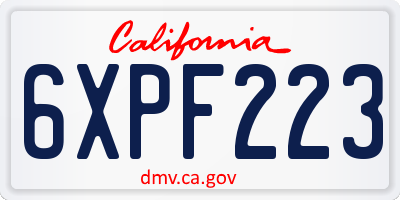 CA license plate 6XPF223