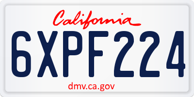 CA license plate 6XPF224