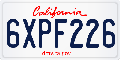 CA license plate 6XPF226