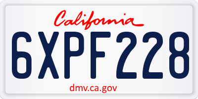 CA license plate 6XPF228