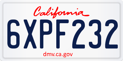 CA license plate 6XPF232