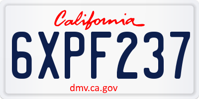 CA license plate 6XPF237