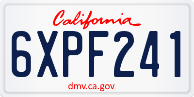 CA license plate 6XPF241