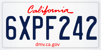 CA license plate 6XPF242