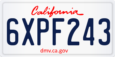 CA license plate 6XPF243