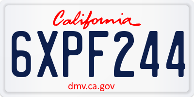 CA license plate 6XPF244
