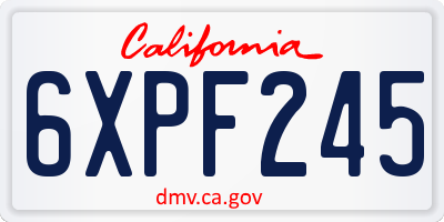 CA license plate 6XPF245