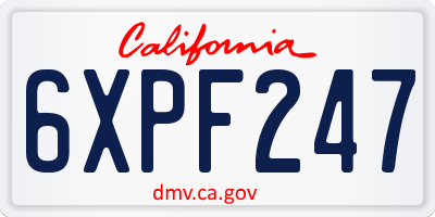 CA license plate 6XPF247