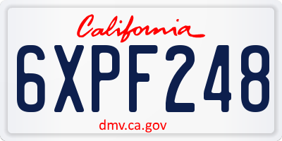 CA license plate 6XPF248