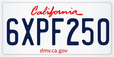 CA license plate 6XPF250