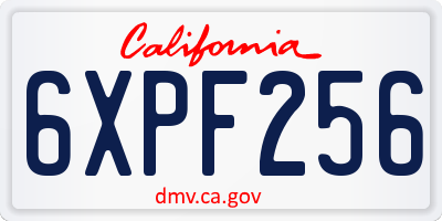 CA license plate 6XPF256