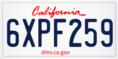 CA license plate 6XPF259