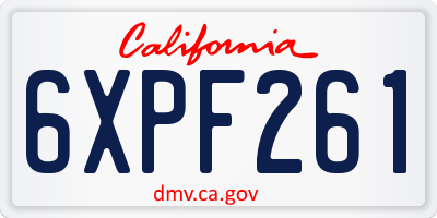 CA license plate 6XPF261