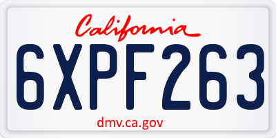 CA license plate 6XPF263