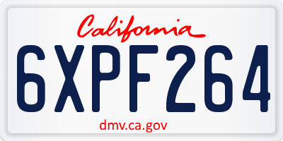 CA license plate 6XPF264