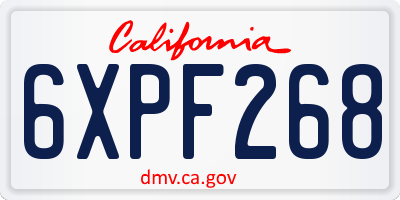 CA license plate 6XPF268