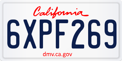 CA license plate 6XPF269