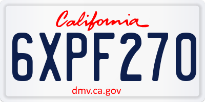 CA license plate 6XPF270