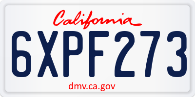 CA license plate 6XPF273