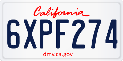 CA license plate 6XPF274