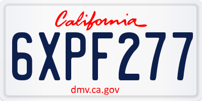 CA license plate 6XPF277