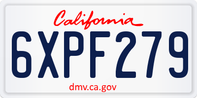 CA license plate 6XPF279