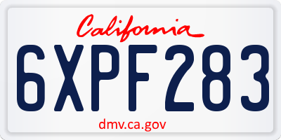 CA license plate 6XPF283
