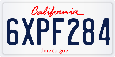 CA license plate 6XPF284