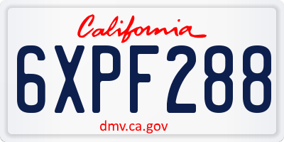 CA license plate 6XPF288