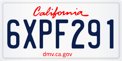 CA license plate 6XPF291