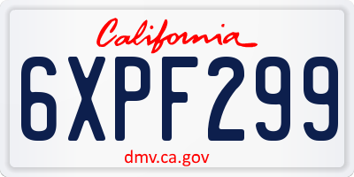 CA license plate 6XPF299