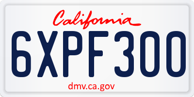 CA license plate 6XPF300