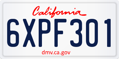 CA license plate 6XPF301
