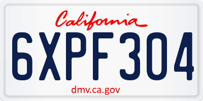 CA license plate 6XPF304